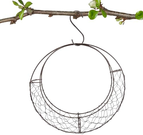 Support De Matériel De Nidification – Cage De Nidification Suspendue En Fil Métallique, Supports De Couronne En Forme De Lune, Panier Suspendu D'intérieur En Métal, Accessoire Décoratif Extérieur Pour