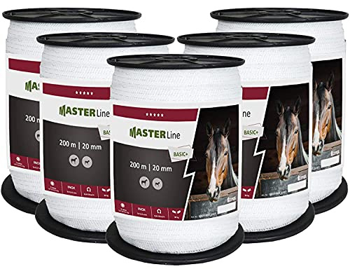 Koll Living Weidezaunband Fence Guard 20 mm 1000 m l 1km Breitband zum Sonderpreis l Gratis : 5X Verbinder + 1x Warnschild l Statt 4x0,15 jetzt mit 4x0.16 Leitern