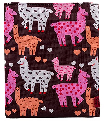 Buchhülle, Lama-Design, Größe M, Geschenkidee für Teenager, Stoff, M