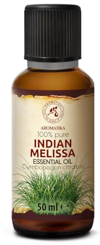 Aceite Esencial de Melisa de La India 50 ml - Cymbopogon Citratus - Natural y Puro - Aceites Esenciales para Difusores - Fragancias para el Hogar - Jabones y Velas - Aroma fresco - Aromaterapia