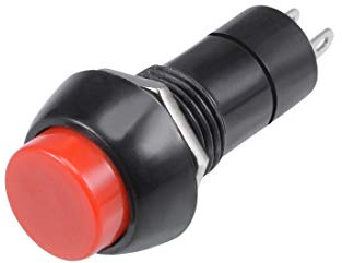 sourcing map 6 Pcs Interruptor pulsador momentáneo Botón redondo 12mm Rojo | plano SPST 1 NO 1 NC, 6pcs