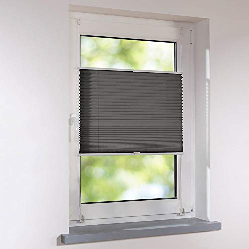 Plissee Klemmfix Faltstore UNIVERSAL Faltrollo ohne Bohren - 125 x 120 cm - anthrazit