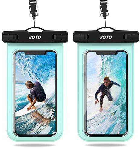 JOTO Funda Impermeable Móvil [2 Unidades], Funda Acuática Móvil IPX8 con Cuerda Ajustable para iPhone 17/16/15/14/13/12 Air/Pro MAX, Galaxy S20+/S10e, Huawei, Móviles hasta 7 -Verde
