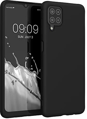 kwmobile Funda para Samsung Galaxy A12 Carcasa - Ultrafina de TPU y Silicona con Bordes elevados anticaídas - Negro Mate