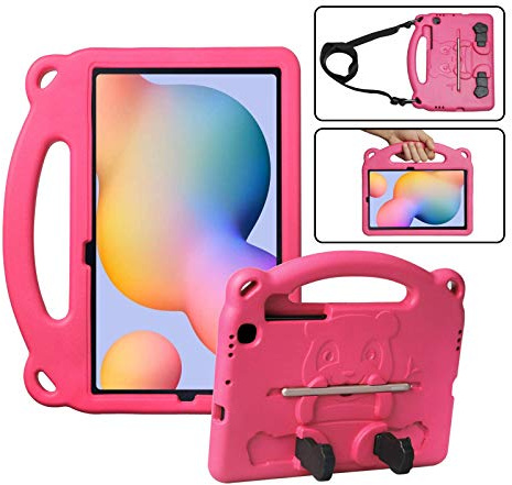 KINGSKEEN Funda para Samsung Galaxy Tab S6 Lite 10,4 Pulgadas 2024/2022/2020 (SM-P620/P625/P610/P613/P615/P619), Ligera Prueba de Golpes Profesional S6 Lite Niños Funda con Correa Hombro (Rosa)