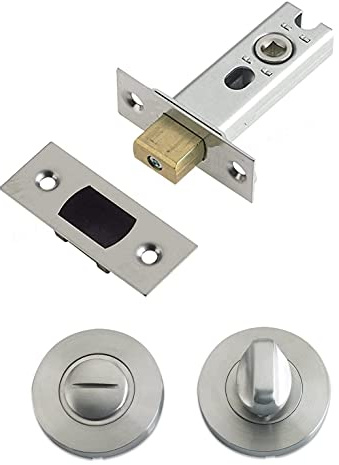 IRONZONE® Bathroom Toilet Door Mortice Tubular Deadbolt 64mm with Turn and Release Satin Stainless Steel, for Internal use on a Bathroom Door, Added Protection and Privacy