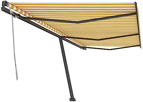 vidaXL Standmarkise Einziehbar Handbetrieben Markise Sonnenmarkise Balkonmarkise Sonnenschutz Gelenkarmmarkise Terrasse Garten 600x300cm Gelb Weiß
