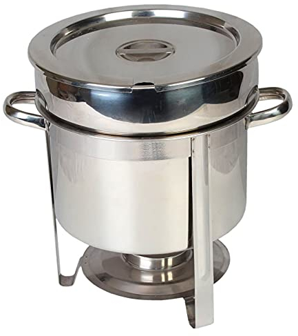 Stainless Steel Food Warmer Round Soup Pot, Chafing Dish Buffet Set with Water Pan, Chafer, Frame, Fuel Holder and Lid for Parties(Three Capacities),7L