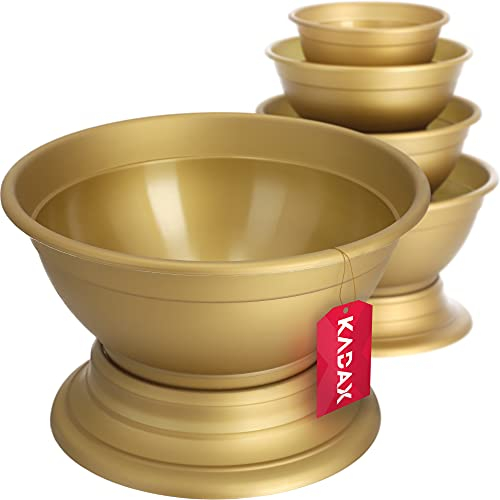 KADAX Pot à fleurs avec pied - En plastique résistant aux intempéries - Pour chrysanthèmes, pensées - Diamètre : 18 cm - Doré