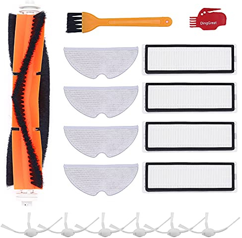 DingGreat Accessories for Dreame D9 Robot Vacuum Cleaner/Dreame L10 Pro Robot Vacuum Cleaner, Including 1 Main Brush, 6 Side Brushes, 4 Filters, 4 Mop Cloths, 2 Cleaning Brushes