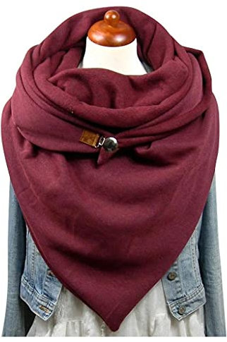 Damen Schal, Dreiecksschal Elegant Wellenpunkt Druck Button Dreieckstuch Warmee Herbstschal Winterschal Karo Tartan Streifen Herbstschal Halstücher Cape Mit Knöpfen Weich Scarf Dreieckstuch Lätzchen