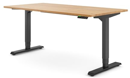 Ergotopia Desktopia Pro X Elektrisch höhenverstellbarer Schreibtisch, Ergonomischer Stehtisch für Büro oder Home Office (Eiche Echtholz, Gestell Schwarz, 180 x 80 cm)