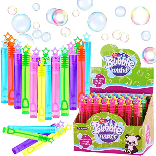 Set di 48 bolle di sapone per bambini, giocattoli, bacchette per bolle di sapone, bolle colorate per matrimoni, feste di scuola, giardino, carnevale (pentagramma)