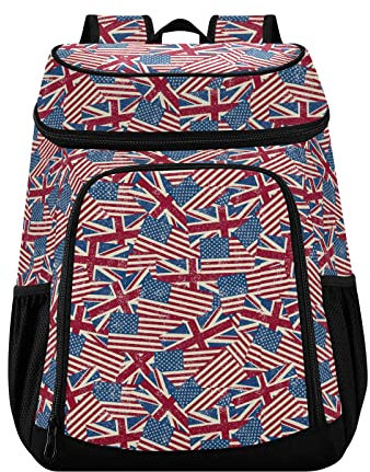 Grunge Amerikanische Flaggen Kühlrucksack für Damen Herren Picknick, isolierte Kühltaschen Große Kapazität Lunch-Rucksack für Arbeit Schule Angeln Wandern Camping Park Strand