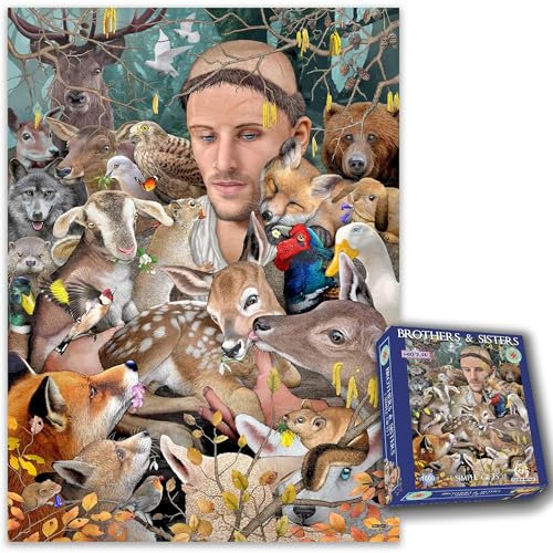 1000 Piece Jigsaw Puzzle Mike Jupp’s Brothers and Sisters – Stunning Wildlife Art Featuring St. Francis of Assisi, Perfect for Nature and Puzzle Lovers