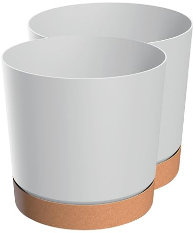 Zero Home - 2er Set Blumentöpfe I Blumentopf mit Untersetzer I Moderne Design I Aus Haltbarem Material I Schale mit Entwässerungslöchern I Hergestellt in EU I Premium Qualität I WEIß Duo ⌀ 15 cm
