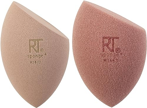 Real Techniques New Nudes Real Reveal Sponge Duo, Make-up-Blending Schwämme für Foundation, für taufrisches oder mattes Make-up, bietet leichte, mittlere oder volle Abdeckung, latexfreier Schaum,