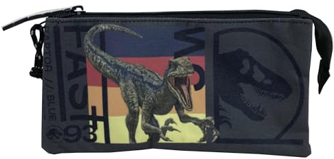 CYPBRANDS Jurassic World- Estuche triple, Portatodo, Material escolar, Roar, Estuche, Unisex, 3 compartimentos, Complementos, Multicolor, Producto oficial