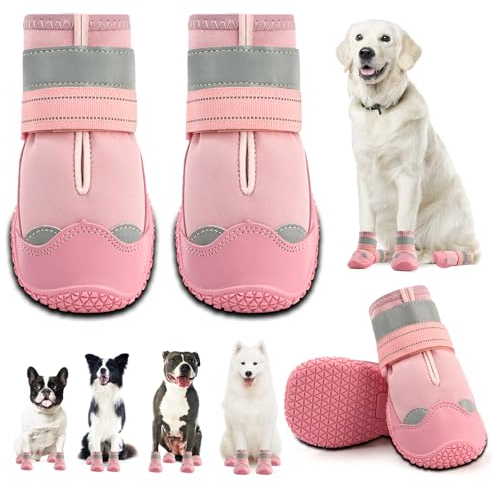 Hundeschuhe für kleine Hunde, Hundeschuhe & Pfotenschutz für Hartholzböden, Outdoor-Hundeschuhe für heißen Gehweg, Winter, Schnee, Wandern, wasserdichte Hundeschuhe mit reflektierenden Streifen, Größe