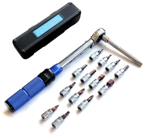 15 Piezas 2-25Nm Juego De Llaves Dinamométricas Pequeñas Para Bicicleta, Juego De Llaves Dinamométricas De 1/4 De Pulgada Con Ajuste De Doble Dirección Para Mantenimiento De Bicicletas Y Motocicletas