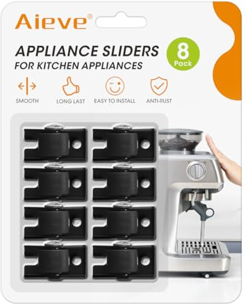 Aieve Kugelrollen für kleine Küchengeräte, 8 STK. Mini Möbelrollen Lenkrollen Selbstklebende drehbare Rollen Zubehör für Heißluftfritteuse Kaffeemaschine Aufbewahrungsbox usw.(Schwarz)