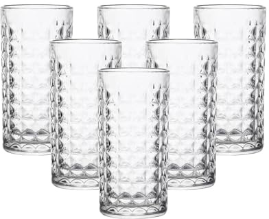 simpa 6PC Quilted Diamond Pattern Highball Glasses 278ml