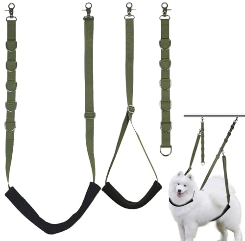 GIWOSK Verstellbarer Bauchgurt für Hunde, Fellpflege, Bauchband-Verlängerung mit Klemmarmschlaufe, Halteleine, kein Sitzen, Haunch Halter für Haustier, Hund, Tischbaden, Fellpflege, Armeegrün