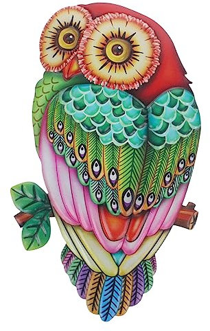 PRETYZOOM Bunte Metall-eule Wanddekoration Lebendige Metallskulptur Für Garten Handgefertigtes Wandornament Für Deko-fans