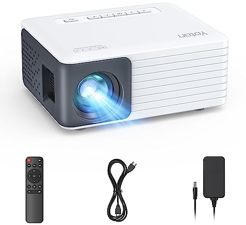 Mini Proiettore Basso Rumore (<30 dB), 2025 Upgraded Yoton Y3 Proiettore Portatile Supporto Full HD 1080P, Auto Keystone, Zoom 50%, Rotabile 360°, per Phone/TV Stick/HDMI/USB/TF