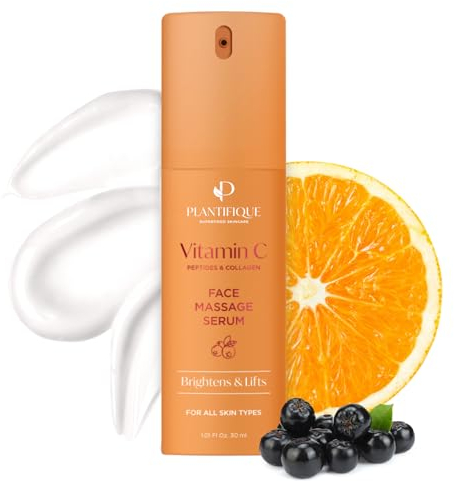 PLANTIFIQUE Serum Facial Coreano para Gua Sha Masaje con Vitamina C, Colágeno y Péptidos - Suero Antiedad, Antiarrugas y Antimanchas, Vitamin C Serum Korean, 30 ml