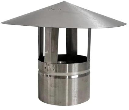 Schornsteinkappe aus Edelstahl, 100 mm/120 mm/150 mm/200 mm Rauchrohrabdeckung, Entlüftungskappe, Dachhaube aus Edelstahl, Außenwandauslass, Dachrohr, Abgasrohrende, Regen-/Schneehut (Größe: 200 mm)