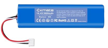 Exmate Batteria agli ioni di litio da 14,4 V, 3600 mAh, per covacs Deebot N8, N8+, N8 Pro,Ecovacs Deebot Ozmo 900, 901, 905, 920, 930, 937, DG36, DG3G, DG70, DX55, T5 Neo Home Cleaner Robot domestico