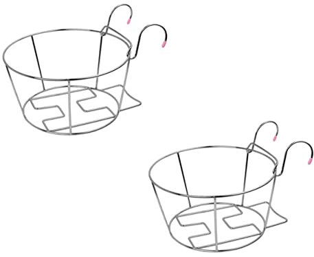 MERRYHAPY 2stücke Edelstahl Balkon Blumentopfhalterung Hängend Pflanzer Geländer Blumenständer Halter Dekorativ Robust Langlebig Für Runde Gefäße Für Balkonpflanzen