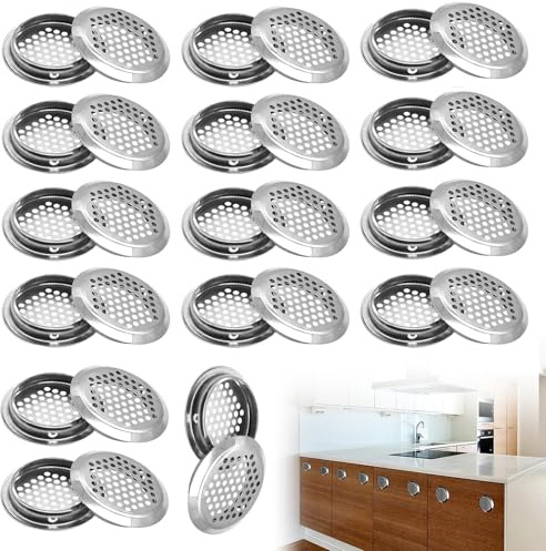 Tenalucy 30 Piezas Rejilla Ventilacion Redonda,Rejillas de Ventilación Redonda Rejilla de Ventilación Redonda Rejilla de Ventilación de Acero Inoxidable Rejilla Redonda con Mosquitera(53mm)