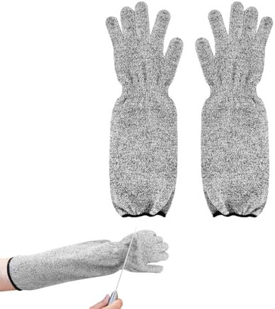 Schnittschutzhandschuhe Mit Langen Ärmeln, Schutzhandschuhe Für Gartenarbeit, 5 Anti Schnittärmel, Schnittfeste Handschuhe Küche, Handgelenk Und Unterarmschutz, Für Gartenarbeit, Küche 45x14.5 Cm