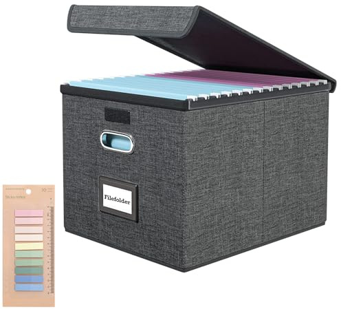 Cajas de archivo mejoradas, organizador portátil de papeleo, organizador de archivos multifuncional de gran capacidad, organizador de archivos con tapa, plegable de tela, caja de archivo colgante con