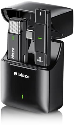 biaze MK8 Lavalier Mikrofon Wireless, Ansteckmikrofon aktive Geräuschunterdrückung kompatibel mit Kamera/Computer/iPhone/Android, 400m Reichweite Type-C Mikrofon für TikTok/Live-Streaming/Vlog