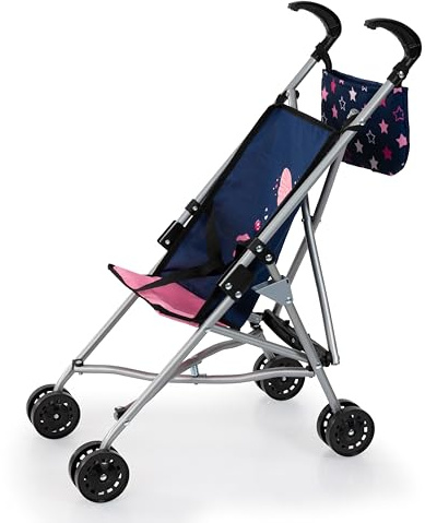 Bayer Design 30516AB Passeggino per bambole pieghevole con borsa, doppie ruote, cintura di sicurezza, per bambole fino a 46 cm