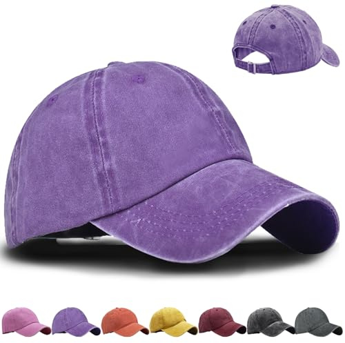 XIEXIESHER Casquette Baseball Enfants, Taille Uni 52-56cm, Ajustable Grands/Petits Têtes, Design Vintage Unisexe UV Protection pour Garçons Filles (FR/ES, Numérique, 52, 56, Violet)
