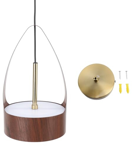 Grcfumo Modern LED lampada a pendente lampadario a LED, Luce a sospensione a venatura in legno con illuminazione calda, soffitto cablato il lampadario sospeso il lampadario