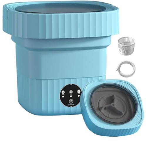 Yominerr Lavatrice Mini da 6 Litri con Cestello per Lo Scarico, Lavatrice Portatile Pieghevole per Appartamento, Dormitorio e Viaggio, per Pulizia Profonda Biancheria Intima, Presa UE.