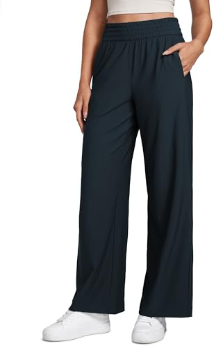 CRZ YOGA Drapey Wide Leg Casual Pants 30 True Navy Medium | Lightweight, Travel, Flowy, Loose Fit, Pockets, for Women