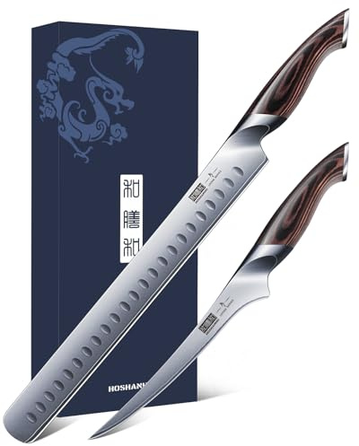 HOSHANHO BBQ Carving Knife Set, Brisket Slicing & Boning Knife for Meat Cutting, Professional Ultra Sharp Butcher Carving Knife in Japanese High Carbon Steel