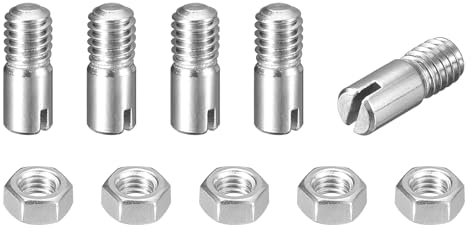sourcing map 5 perni cilindrici con intaglio, M4 x 10 mm, in acciaio inossidabile 304, con filettatura esterna, viti con scanalatura con dado per installazione di mobili per armadi (GB878)