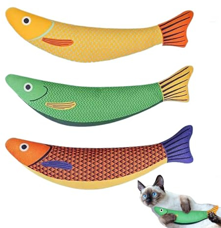 Djowyh Katzen Spielzeug Fisch | 3 Stücke Katzenminze Fisch Spielzeug Für Katzen Mit Knisterndem Geräusch - Tierzahnpflege Spielgerät Zur Zahnreinigung Für Schlafzimmer, Garten, Wohnzimmer &
