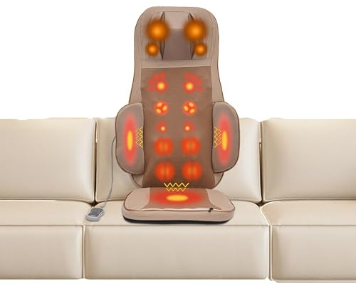 Loobiiny Shiatsu Massagesitzauflage Fernbedienung MassagegeräT Mit 42℃ WäRme Und Vibration 3 Modi Massagematte 42x33x75cm FüR Nacken Schulter