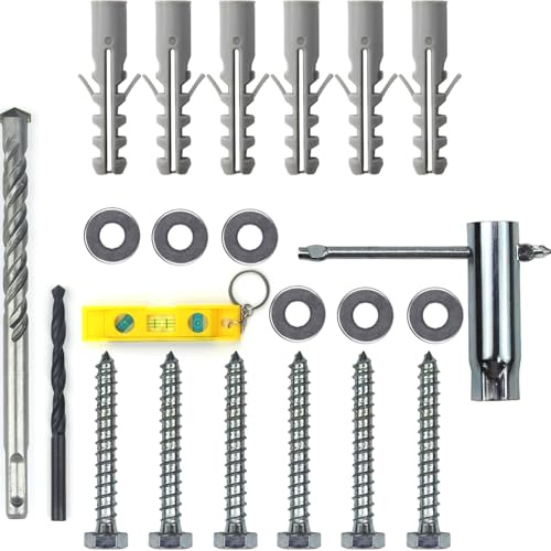 GuuYebe Drywall Anchors for TV Mount,Upgrade Lag Bolts for TV Wall Mount,Kit Includes Concrete Wall Anchors M8 Lag Bolt Washer by Socket Tool Bubble Level and 2 Drill bits Precise to Wood Or Concrete