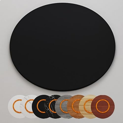 Grand plateau de service rotatif en bois de 60 cm pour salle à manger, cuisine et maison – Plateau tournant rond en noir – Parfait pour le divertissement et le service