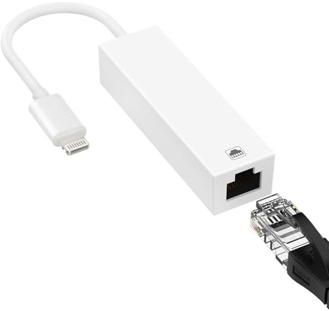 Giochem Lightning to RJ45 Ethernet Adapter,Plug and Play, Compatible with iPhone 14/13/12/11/XS/XR/X/8/7/iPad/iPod, Supports 100Mbps