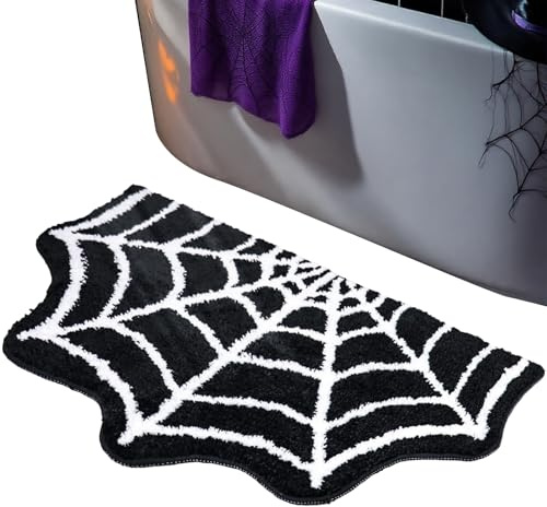 Mppchhn Paillasson Halloween pour Salle De Bain - Tapis Effrayant Toile D'Araignée pour Salle De Bain,Carpette Antidérapante Décorations Halloween pour Intérieur Extérieur Chambre Entrée